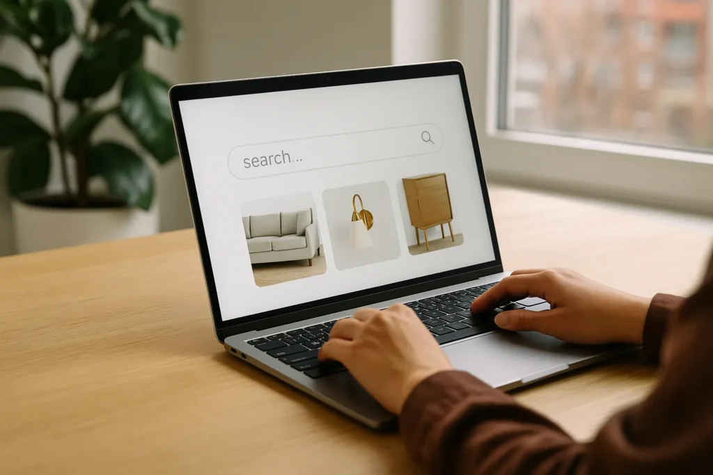 Browsing an SEO friendly online store on laptop.